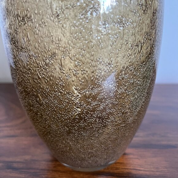 Murano Bubble Glass Vase Oval Shape Yellow Brown Color 10" Tall - Picture 6 of 14